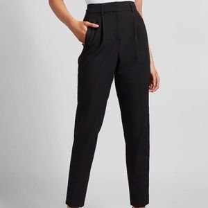 Express - Ankle High Rise Pleated Pants (Black)
